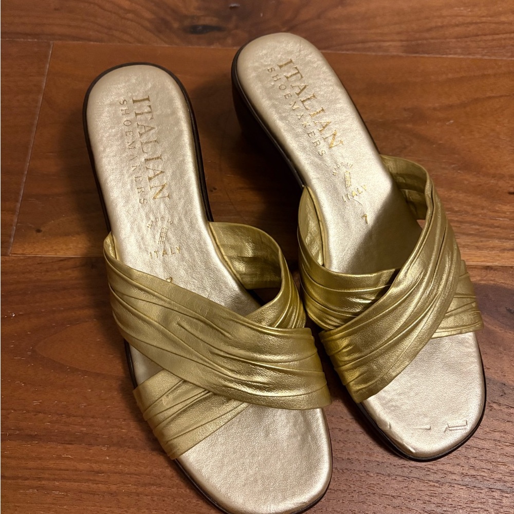 Italian Shoemakers Metallic Gold Slip-On Sandals